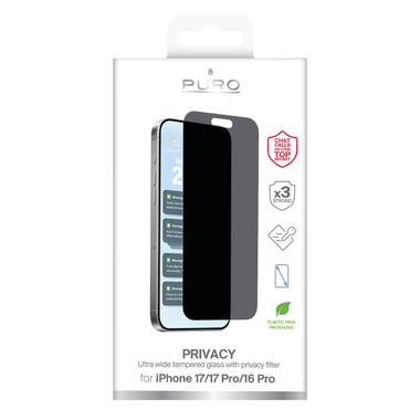 Verre Trempé Privacy pour iPhone 17/17 Pro/16 | Puro