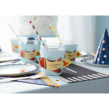 PARTYDECO Braccialetti per bicchieri NKP1 Aereo 6 pezzi