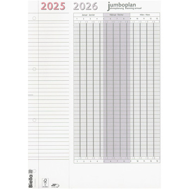BIELLA Wandplaner Jumbo 2 Stk. 2025 876418000025U 1A/1P bianco 64.5x29.7cm