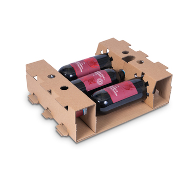 Insert bottle shipping package for 3x or 6x 0.75l bottle with bottle height 324mm & Ø85mm
