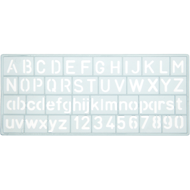 WESTCOTT Zeichenschablone 10mm E-10610 00 A-Z, 0-9 transparent