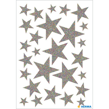 HERMA Sticker Sterne 15128 silber 27 Stück /1 Blatt