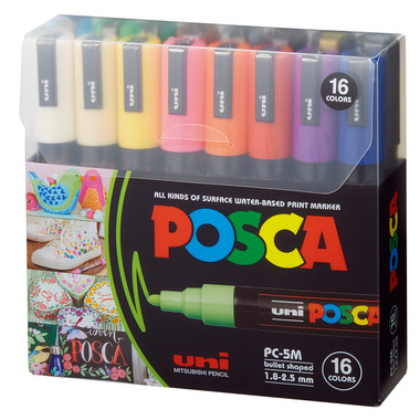 UNI-BALL Marker Posca 1.8-2.5mm PC-5M 16C 16 Farben ass.