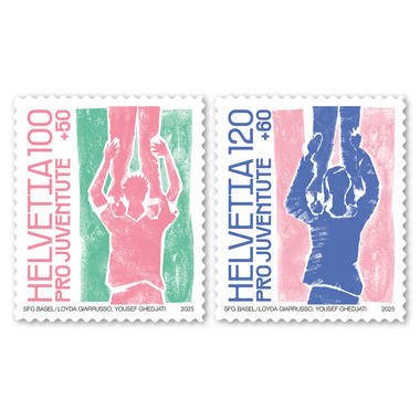 Briefmarken-Serie «Pro Juventute – Einander unterstützen» Serie (2 Marken, Taxwert CHF 2.20+1.10), selbstklebend, ungestempelt
