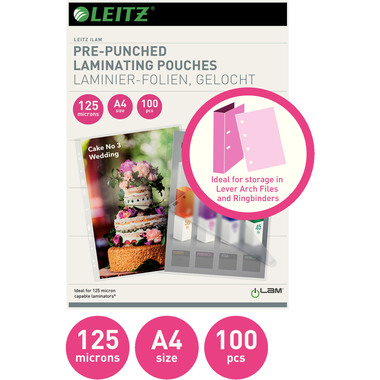 LEITZ Laminiertasche A4 33878 glanz, 125my 100 Stk