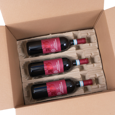 Wine shipping packaging for 12x 0.75l bottles with bottle height 360mm & Ø95mm
