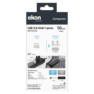 Adattatore con 7 porte USB 2.0 | Ekon