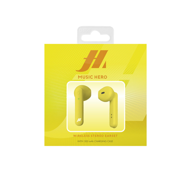 Écouteurs True Wireless Stereo avec design semi intra-auriculaire et touches multifonction pour musique et appels, jaune