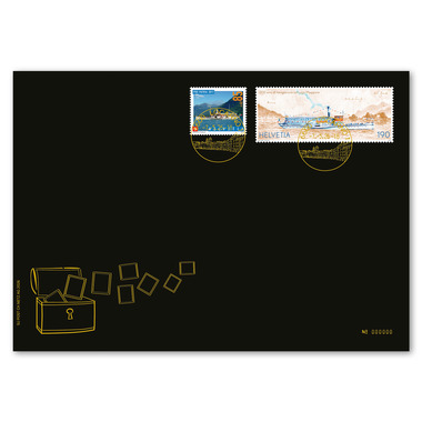 Enveloppe spéciale «200 ans de navigation sur le lac Majeur» Timbres isolés (2 timbres, valeur d'affranchissement CHF 3.15) sur enveloppe spéciale C5, oblitéré