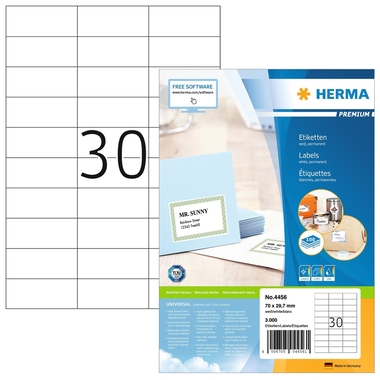 HERMA Étiquettes univers. 70x29,7mm 4456 blanc 3000 pcs./100 flls.