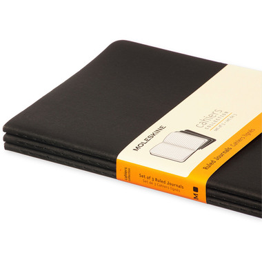 MOLESKINE Quaderno Cahier A5 495-6 rigato, nero 3 pezzi
