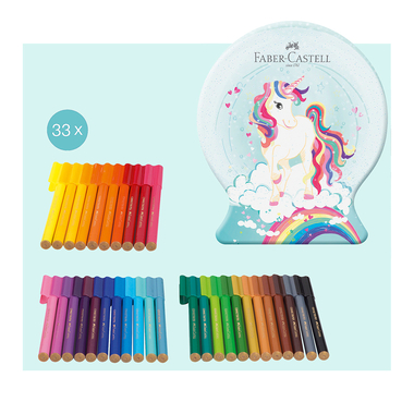 FABER-CASTELL Filtzstift Connector 155544 33 Farben, Koffer Einhorn Edit