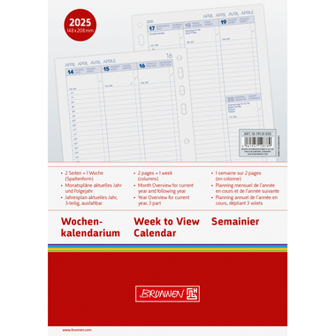 BRUNNEN Timer Einlage 2025 1079101005 1W/2S Spalten DE A5