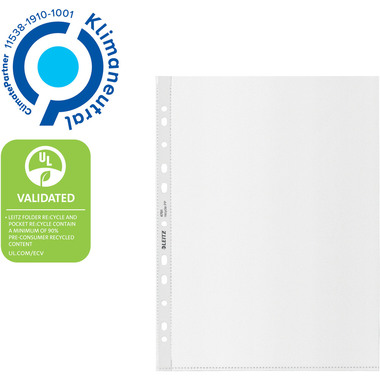 LEITZ Buste prospetti PP Recycle A4 47910003 trasparente, 140my 100 pz.