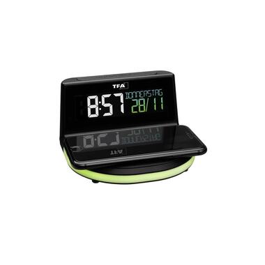 Sveglia Digitale TFA Dostmann Charge-it-Wireless Nero
