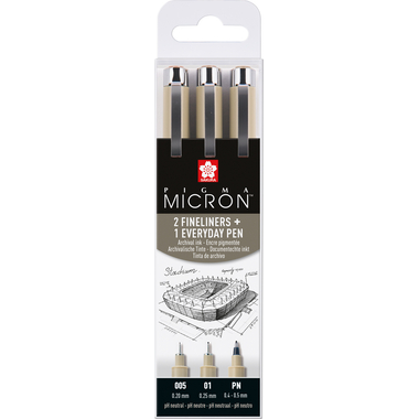 SAKURA Pigma Micron Set POXSDK3UR 0,2/0,25mm/PN 3 pezzi