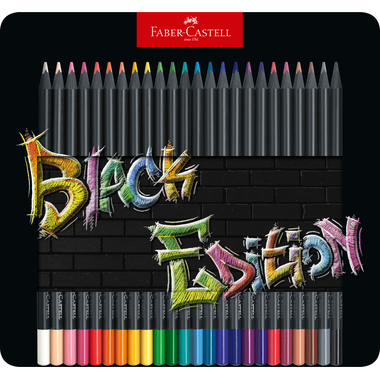 FABER-CASTELL Farbstifte Black Edition 116425 24 Farben, Metalletui
