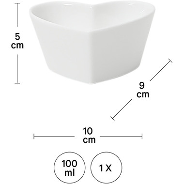 I AM CREATIVE Ciotola, cuore 100ml 5000.132 bianco 10x9x5cm