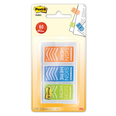 POST-IT Index Sign here 23,8x43,2mm 682SHOBL rot, blau, grün 60 Index