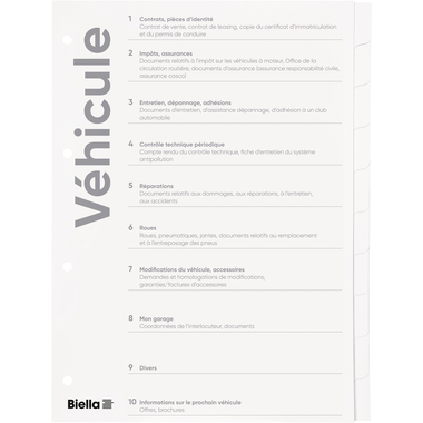 BIELLA Register Karton Expert A4 465011291U Fahrzeug FR 10-teilig