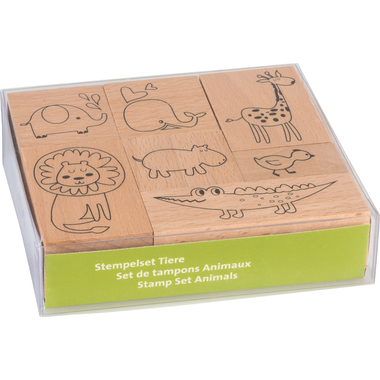 HEYDA Set Tampon Animaux 12x10x3cm 204888688 en bois 7 pcs.