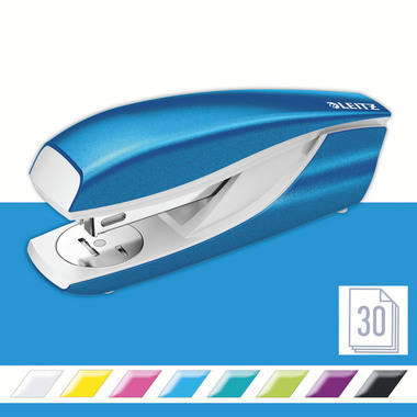 LEITZ Perforateur/Agrafeuse WOW 5095-10-36 bleu, Bundle 30 feuilles