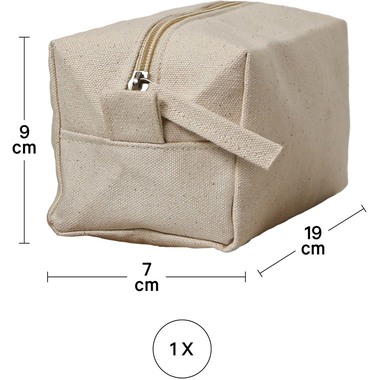 I AM CREATIVE Borsa da toilette 19x9x8.5cm MAA1212.13 natura, cotone