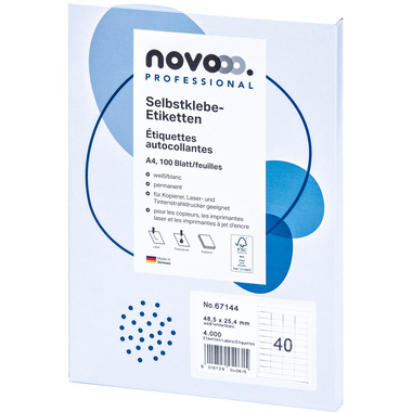 NOVOOO Etichette 48.5x25.4mm 67144 bianco 4000 pezzi