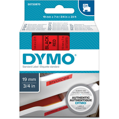 DYMO Nastro D1 S0720870 nero/rosso 19mm/7m