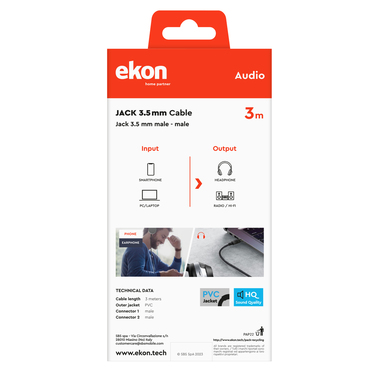 Audiokabel Klinke 3,5 mm Stecker-Stecker | Ekon