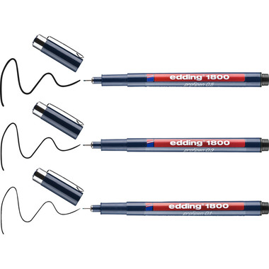 EDDING Profipen 1800 0,1mm 1800-E3 schwarz 3 Stück