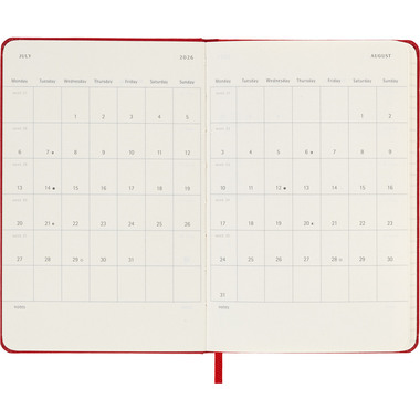 MOLESKINE Agenda settimanale note 25/26 8056999275457 18M foderato HC rosso 9x14cm