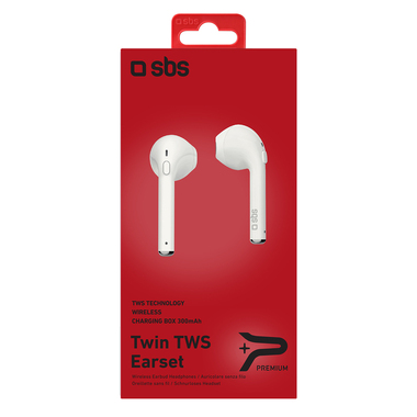 Auricolari Twin TWS, wireless V 4.1, con tasto di risposta/fine e chiamata base di ricarica da 300 mAh, colore bianco