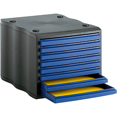 STYRO Schubladenbox styrowave 248-8550.39 schwarz/blau 8 Schubladen