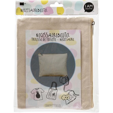 I AM CREATIVE Borsa da toilette 25x20cm MAA1212.16 natura, cotone