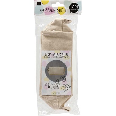 I AM CREATIVE Borsa da toilette 19x9x8.5cm MAA1212.13 natura, cotone