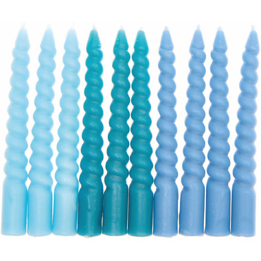 RICO DESIGN Spiralkerzen 10cm 400104 Smokey blau Mix 10 Stück