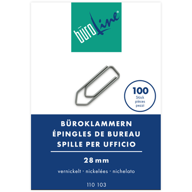 BÜROLINE Fermagli no.3 110103 nichelato, 28mm 100 pezzi