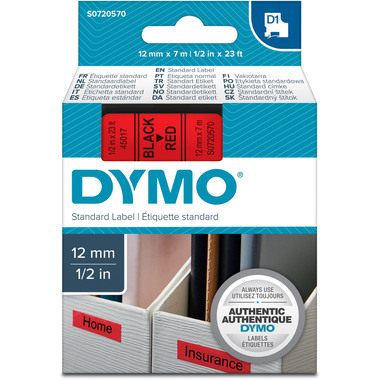 DYMO Nastro D1 nero/rosso S0720570 12mm/7m