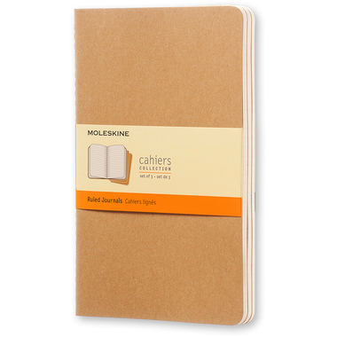 MOLESKINE Quaderno Cahier A5 704987 rigato, natur 3 pezzi