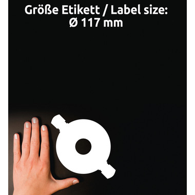 AVERY ZWECKFORM Etiquettes CD 117mm L6015-25 Universel, blanc 25flls./2pcs.