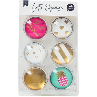I AM CREATIVE Calamita cuore Let`s Organize MAA4035.51 Vetro, 3x1cm 6 pezzi