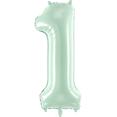 PARTYDECO Ballon en plastique no. 1 72cm FB230G-1-012 vert clair