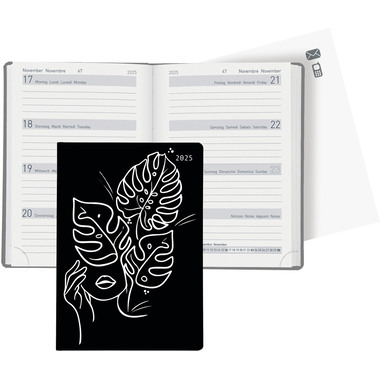 BIELLA Agenda Memento Trend 2025 825413740025 1S/2P Leaves ML 10.1x14.2cm