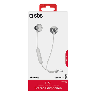 Écouteurs sans fil avec finition métal, design semi In-Ear, cordon anti-nœuds, touches multifonctions pour musique et appels