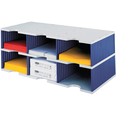 STYRO Ablagesystem styrodoc jumbo 268-03221.38 grau/blau 6 Fächer