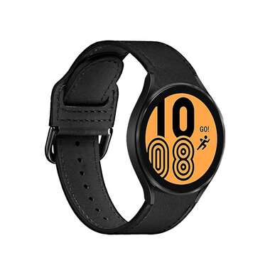 Il cinturino per Samsung Galaxy Watch 4 e Watch 4 Classic di Puro è dotato di una fibbia regolabile in acciaio in tinta con il cinturino che è realizzato in pelle granulata