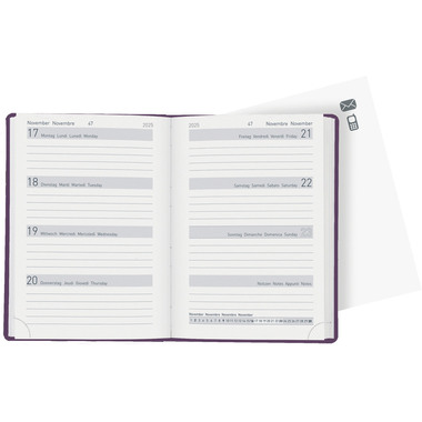 BIELLA Agenda Memento 2025 825715420025 1S/2P violet ML 10.1x14.2cm