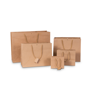 Geschenktragetasche mit Etikette in Braun 380x310x320mm