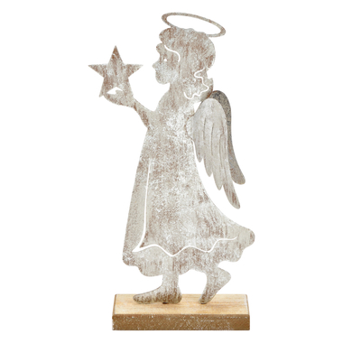 ROOST Présentoir Ange 10034449 bois,métal, argent 15x28x6cm